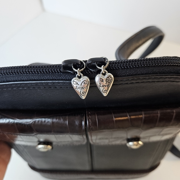 Brighton VTG Small Slim Black Leather Shoulder Bag - Picture 5 of 14